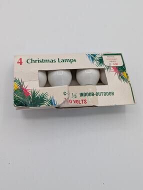 Sterling 4 Replacement Christmas Lamps C7 1/2 120V Vintage Pre Tested All White